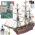 Модель корабля от OcCre (Испания), Gorch Fock, 950х259х566 мм, М.1:95, подарочный набор с основанием, инструментами красками, лаком и клеем