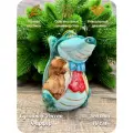 Елочная игрушка Лефортовский фарфор Крокодил из м/ф Мойдодыр, ручная роспись