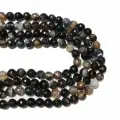 Агат Вены Дракона бусины граненые 10 мм, около 37 шт, цвет: Черно-серый