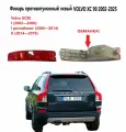 Фонарь противотуманный обманка левый VOLVO XC 90 с 2002-2016г