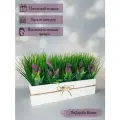 Композиция из искусственных цветов в деревянном ящике, ПоДар. Ок Home