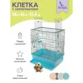 Клетка для птиц , клетка для попугая, для канарейки ЛОФТ-2 разборная PetTails, 2 секции, шаг прута 12мм, бирюзовая, 58 х 40 х 65,4см
