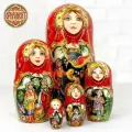 Матрешка деревянная детская Жар-Птица 5 мест развивающая игрушка 15 см Орнамент