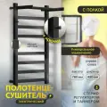 Полотенцесушитель электрический Point Palladium PNPD848PKB П7 400x780 с полкой, крючками, диммер справа, черный