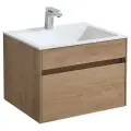 Тумба с раковиной из искусственного камня Vincea Chiara 600 цвет N.Oak, White