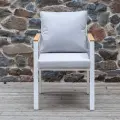 Стул уличный SANTORINI c подушками, каркас алюминий белый, светло-серая рогожка