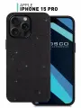 Люксовый блестящий чехол Rosco на Apple iPhone 15 Pro (Айфон 15Про) с кристаллами, черный