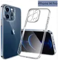 Силиконовый прозрачный чехол с защитой камеры для Apple iPhone 14 Pro / чехол на Айфон 14 Про