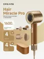 Фен Dreame Miracle Pro 1600 Вт, 130000 об/мин, 6 режимов, 2 скорости, 4 магнитные насадки, двойная красная подсветка, функция ионизации, система NTC и технология распыления