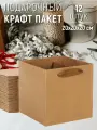 Набор пакетов подарочных 20х20х20 см крафт - 12 штук