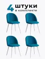 Стулья для кухни и гостиной Милан комплект 4 шт мягкие синий велюр