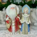 АртМороз Дед мороз и Снегурочка русские 33см; новогодняя игрушка под ёлку; авторская кукла ручной работы; подарок на Новый Год