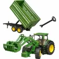 Игрушка Bruder John Deere 7R 350 с фронтальным погрузчиком и прицепом