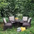 Комплект плетеной мебели Гайс MALACCA из ротанга с подушками (круглый стол + 4 кресла), искусственный ротанг, венге