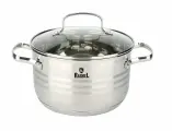 Кастрюля RASHEL R-19т со стеклянной крышкой 1.9л, нержавеющая сталь, 16х9.5 см