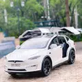 Tesla Model X Тесла 21 см машинка металлическая, открываются двери, капот и багажник, со светом и звуком, поворачиваются колеса, белая
