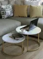 Комплект журнальных столов 2 шт. Разборные. Белый мрамор/золото