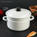 Кастрюля эмалированная, 5 л, d=24 см, цилиндрическая, индукция, белая