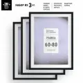 Большие багетные рамки 60х80 см черные, набор на стену (28 мм ширина багета!) / рама для алмазной мозаики, картины, постера, вышивки, фотографии, Рамки Белогорья, 3 шт.