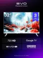 Evo Телевизор 32 Google TV, WiFi, Bluetooth, голосовое управление, объемный звук, онлайн-кинотеатр с evo TV, HD, белый