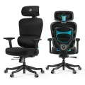 Эргономичное компьютерное кресло (для геймеров) Eureka Axion, Hybrid Chair, голубой