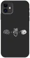Силиконовый чехол на Apple iPhone 11 / Эпл Айфон 11 с рисунком Brain Plus Heart W Soft Touch черный