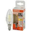 Лампа Светодиодная Свеча 5Вт 220-240В E14 600Лм 2700К Угол 300 град. d 35mm h 100mm Филаментная Стекло Свет Теплый белый Osram, уп. 3шт