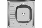 Мойка кухонная накладная, Ukinox, нержавеющая сталь, 600х600х120 мм, ECO 600.600 R