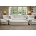 Комплект мебели Фаворит диван+2 кресла, цвет-Плюш белый Plush onyx white с белым декором.
