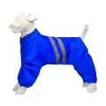 Демисезонный комбинезон для американского кокер-спаниеля кобеля, на тонком синтепоне, повышенной прочности, со светоотражающими полосами, цвет василек