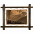 Картина Гора Шан, гравировка на натуральной коже, интерьерная для украшения и декора на стену в деревянной раме, подарок, BoomGift