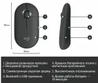 Беспроводная мышь бесшумная LOGITECH Pebble M350, серый