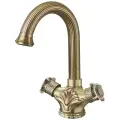 Смеситель Zorg Antic A 2008U-BR для раковины, латунь бронзовый, с орнаментом, вентильный, поворотный