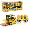 Погрузчик вилочный с прицепом и бочками 1:16, свет, звук, фрикция