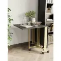 Стол-книжка для кухни и гостиной раскладной узкий компактный KM LOFT золотой/черный