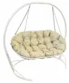 Подвесной диван M-group мамасан подвесной белое, бежевая подушка