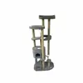 Игровой комплекс для кошек, Моя Котя, с большим гамаком,Небоскреб, темно-серый ковролин и джут