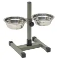 Миска Пижон регулируемая с двумя мисками для собак 350 мл 0.35 л 2 0.35 л 2 шт. серый/зеленый 22.5 см 30 см 9.5 см