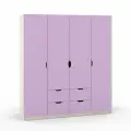 Шкаф четырехстворчатый с ящиками и штангой Есэндвич Grand 3 Лаворо 180х55х200 см (Анкор белый/Ирис)