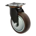 Колесо для трансп. тележек поворотное тундра, d=150 мм, на пдощадке, покрытие TPR