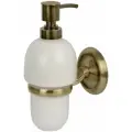 Дозатор для жидкого мыла Verran Antico, настенный, овальный, металл/керамика, белый/золотой