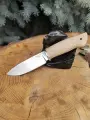 Нож охотничий Бизон с кожаным чехлом , кованная сталь х12мф, шкурник разделочный, универсальный