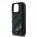 Lagerfeld для iPhone 16 Pro Max чехол PU Quilted Signature metal logo Hard Black