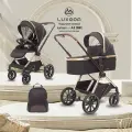 Коляска модульная 2в1 Luxmom A2 , черный/ золотая рама