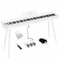 Цифровое пианино 88 клавиш с Bluetooth, 880 тембров, 600 ритмов, три педали, деревянный корпус, MIDI/USB, белый – идеально для дома и студии
