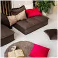Пуф кресло для дома на балкон в детскую MIELLA Lora 80х100 см велюр коричневый, 2 подушки коричневого цвета + 1 в подарок