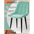 Стулья для кухни (2шт) Levantes для кухни с черными ножками и мятными сиденьями
