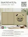 Выключатель света с розеткой с USB и Type C, 2 поста (2кл.+1роз.)