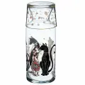 Графин 0,7л с крышкой‑стаканом, серия «парижские коты», прозрачный, стекло, стильный аксессуар для сервировки