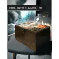 Шкатулка интерьерная для украшений универсальная 22x17x12 см искусство Китайская живопись (Гохуа, пейзаж, журавль, водопад, осень, атмосфера) - 2243
